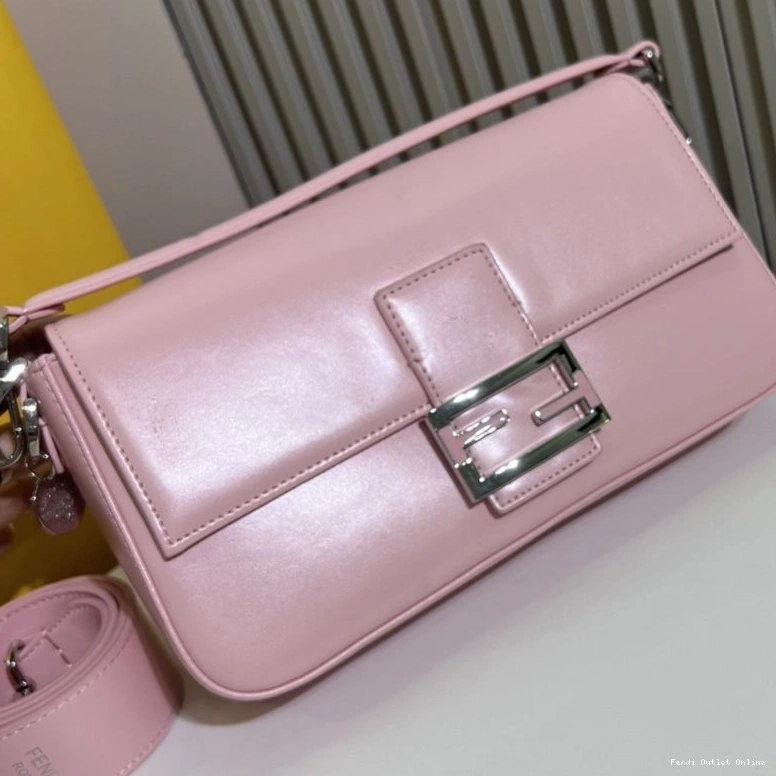 Cheap Medium Pink Bag In Baguette Fendi Tiffany Leather Smooth 0804